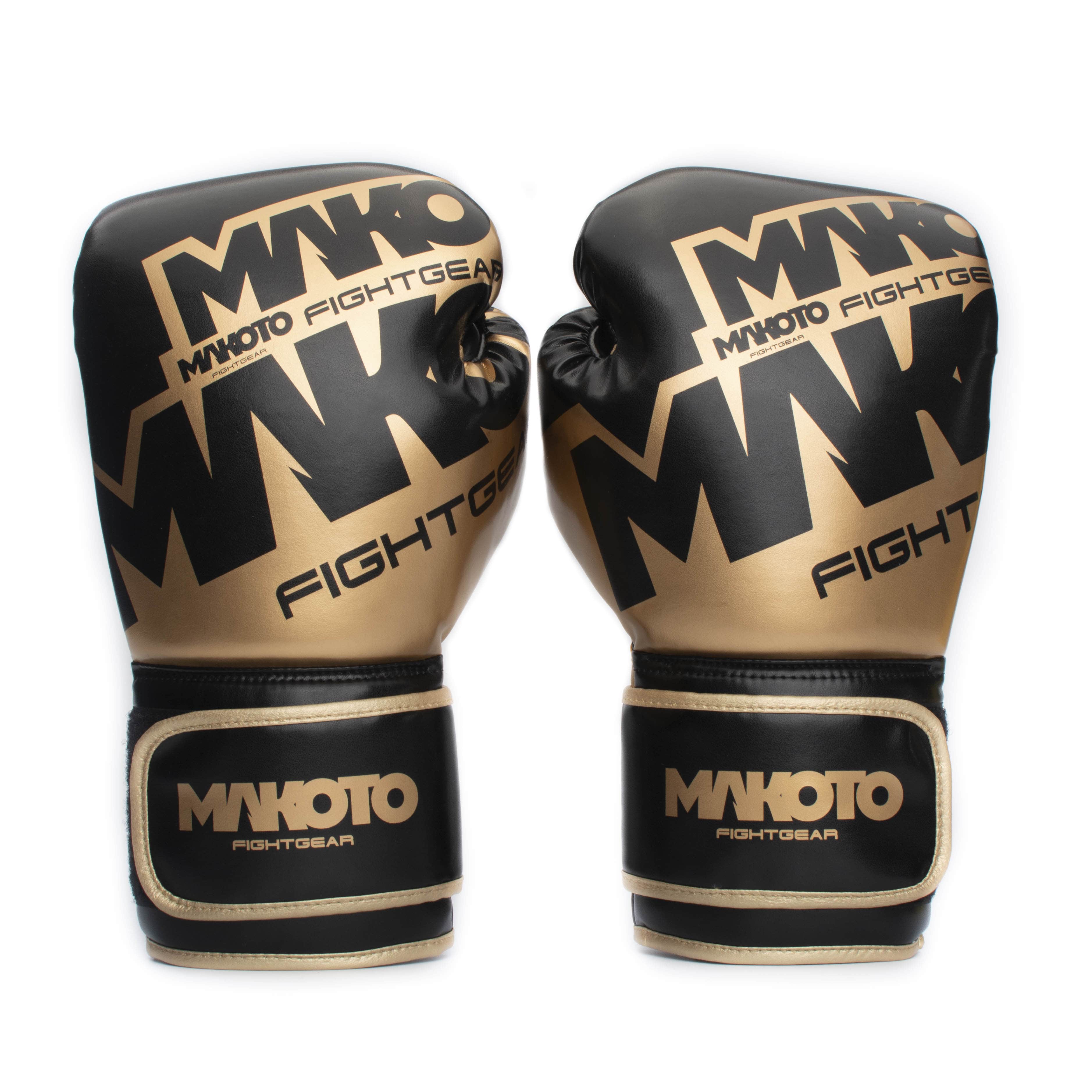 Guantes de Boxeo Makoto M1 - Negro/Dorado - 100% Poliuretano