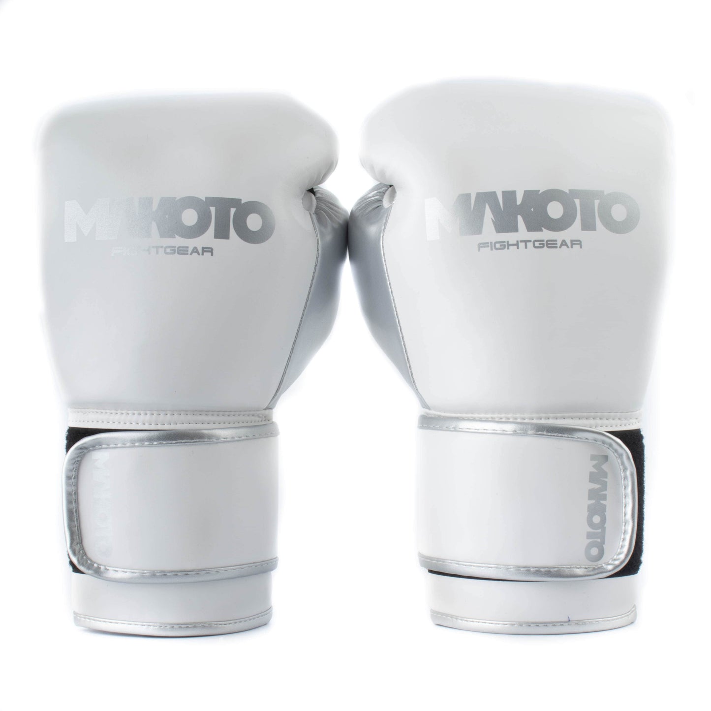 Guantes de Boxeo Makoto Basic - Blanco/Plata - 100% Poliuretano