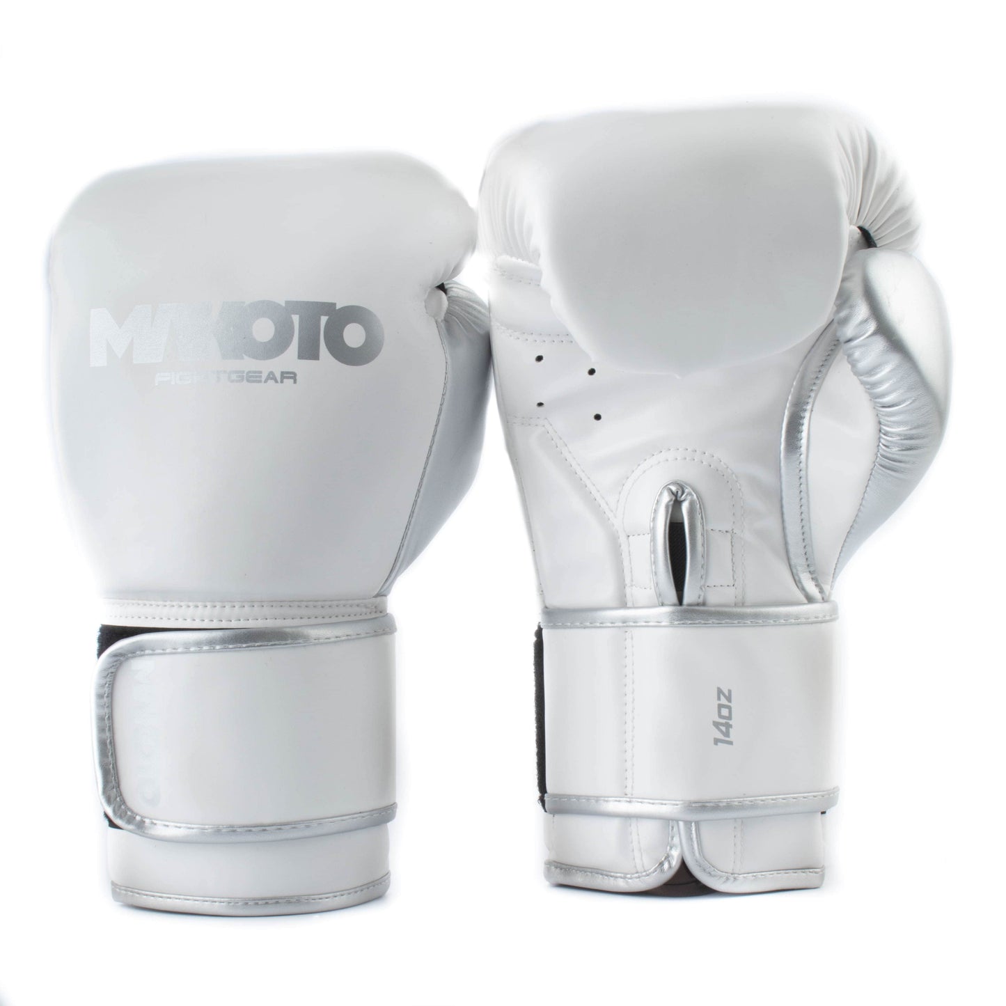 Guantes de Boxeo Makoto Basic - Blanco/Plata - 100% Poliuretano